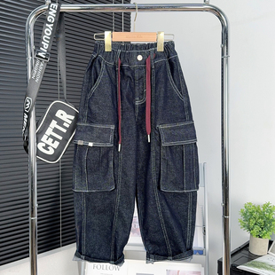 男童工装 子儿童宽松长裤 牛仔裤 中大童帅气裤 8020 春秋季 大E小e童装