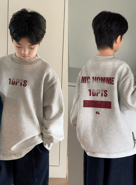 大E小e童装男童加绒卫衣冬季中大童加厚套头衫儿童保暖T恤25238