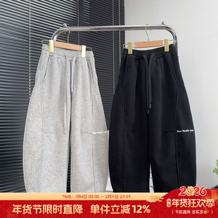 品牌童装男童加绒运动裤冬季卫裤中大童加厚休闲裤儿童针织长裤潮