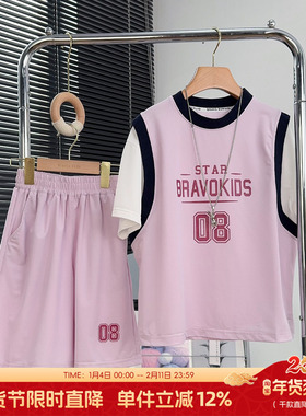 布芮欧童装男童速干运动套装夏季中大童薄款儿童短袖两件套16176