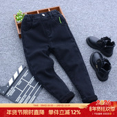 秋冬装 儿童黑色加绒修身 裤 男童牛仔裤 子中大童弹力一体绒铅笔裤 潮