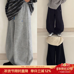 大E小e童装男女童加绒休闲卫裤冬季弯刀裤儿童童加厚运动裤潮8927