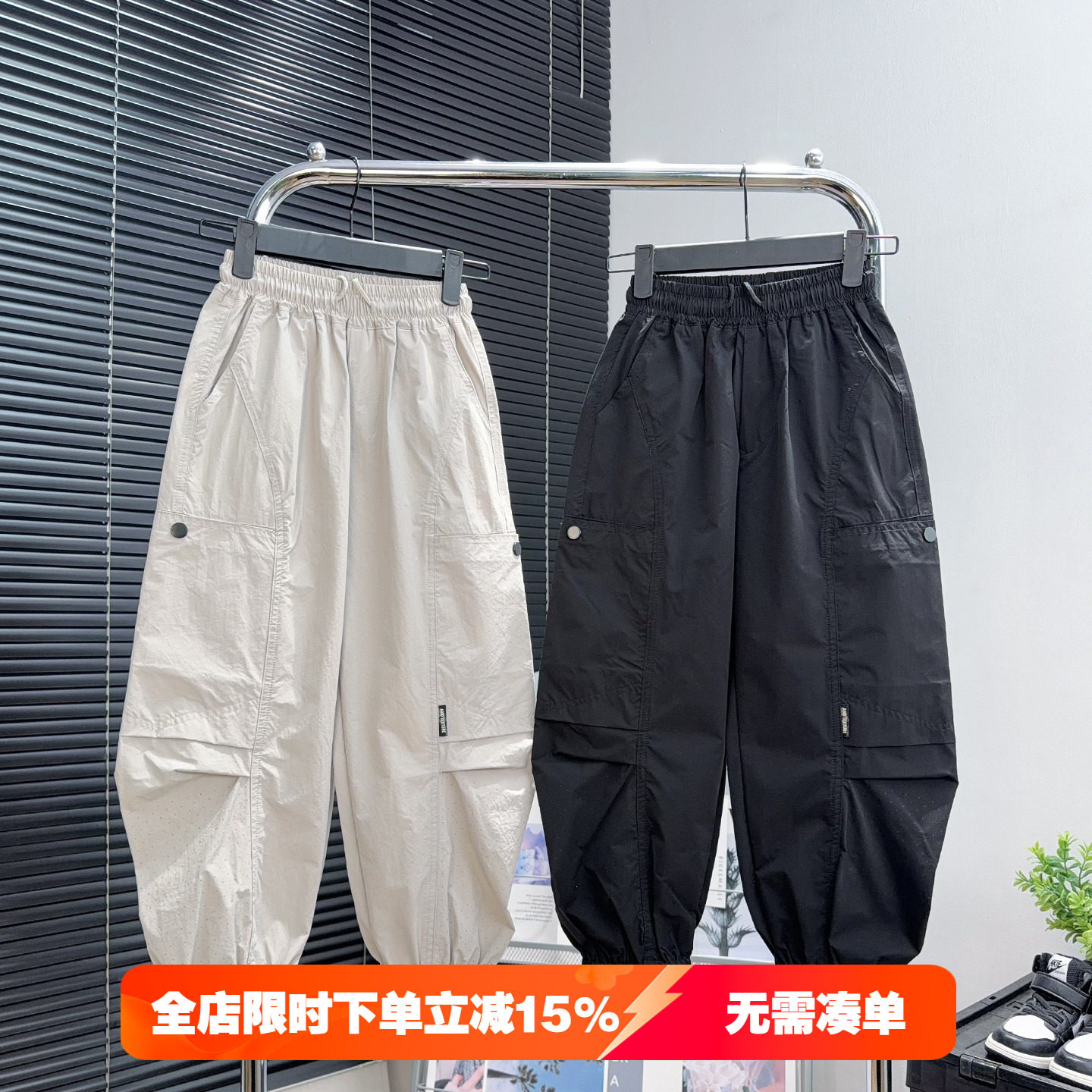 牛哆哆童装男童薄款休闲裤夏季中大童透气工装裤儿童速干裤87929