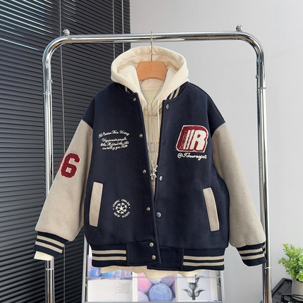 大E小e童装儿童夹棉棒球服冬季男童加厚夹克外套中大童棉衣潮3770