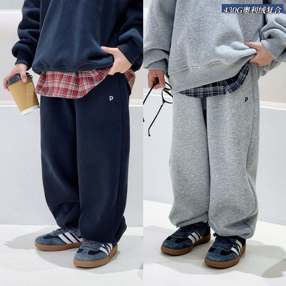 【青少年】儿童加绒运动裤