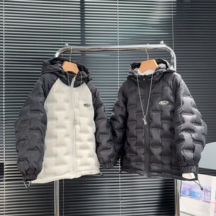 品牌童装男童连帽羽绒服冬款中大童拼色白鸭绒外套儿童保暖上衣潮