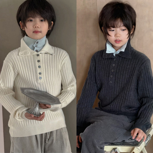 G+童装男女童双领毛衣秋冬装中大童打底衫韩版儿童针织开衫52518