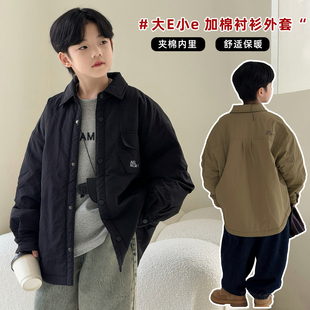 新款 外套冬季 大童加厚衬衣儿童棉衣3755 男女童夹棉衬衫 大E小e童装