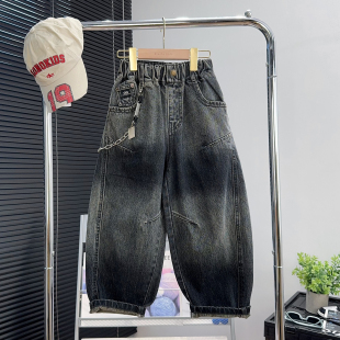 裤 2025秋装 子中大童宽松老爹裤 韩版 品牌童装 儿童休闲裤 男童牛仔裤