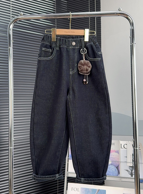 大E小e童装男女童加绒牛仔裤2025冬季儿童加厚裤子中大童长裤8706