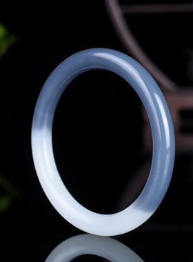 青山玉业新疆和田玉羊脂青白玉手镯子女款叮当镯圆细条天然青花少