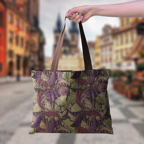 紫叶复古横版拉链单肩包帆布包