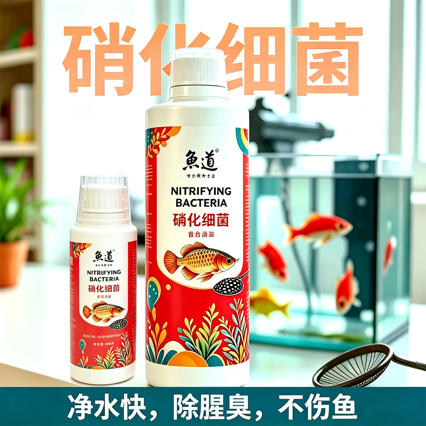 鱼道硝化细菌消化活菌液养鱼净化水质鱼缸用净水剂稳定剂分解鱼粪