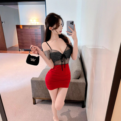 性感网眼镂空吊带连衣裙