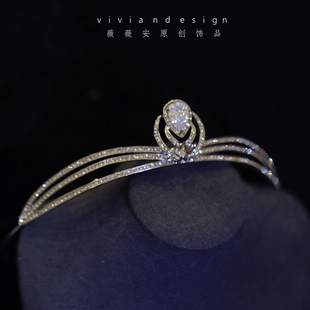 新款韩式简约水钻锆石公主头跟妆主持表演摄影头饰皇冠发冠配饰