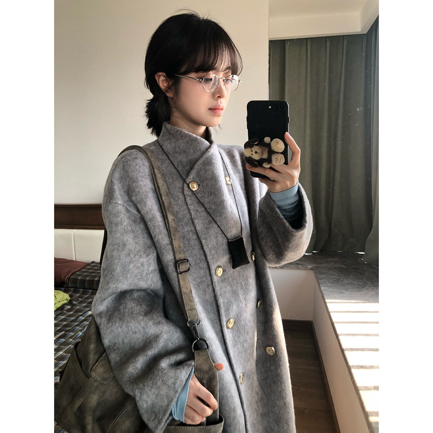 灰色高级感深冬独特超好看呢子大衣女入冬季2025新款毛呢外套加厚