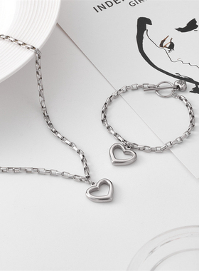 热销火爆U50手链欧美跨境镂空桃心刻字锁头桃心男女款不锈钢项链