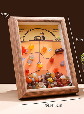 阿朋水晶天然水晶碎石矿工相框摆件创意水晶相框家居办公装饰摆件