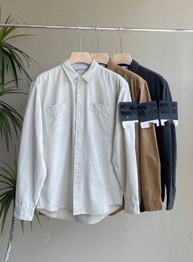 BADGE OVERSHIRT 水洗袖章衬衣纯色简约百搭