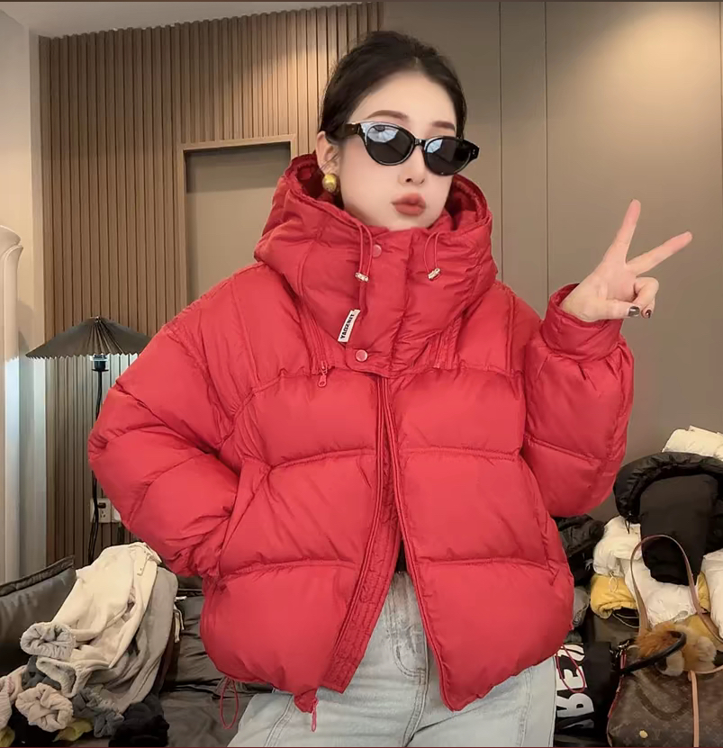 欧货2025冬季新款连帽羽绒棉服女短款小个子加厚保暖面包服外套潮