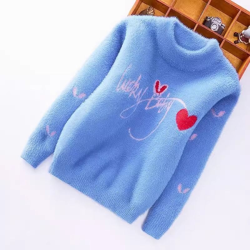 2025秋冬打底衫保暖女童洋气加厚圆领套头毛衣7岁儿童8女孩毛衣潮