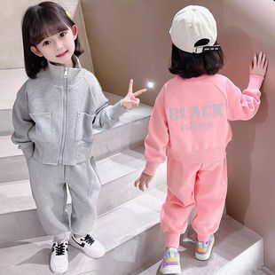 休闲最新 洋气时髦 款 2022新款 潮韩版 春秋季 两件套时尚 女童运动套装