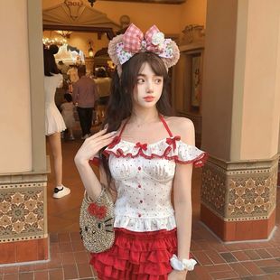 春Bobon木耳边新款 红色蛋糕裙短裙蓬蓬裙半身裙女夏缎面裙裤 四季