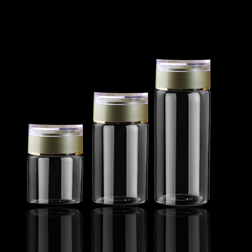 新品小瓶玻璃瓶50毫升亚克力盖 密封瓶药粉胶囊瓶高硼硅玻璃