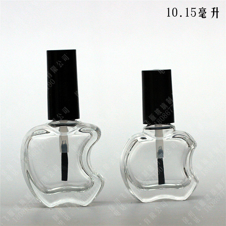 指甲油瓶宽毛刷瓶10ml15ml玻璃瓶指甲油分装瓶空瓶补漆瓶苹果形状