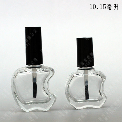 指甲油瓶宽毛刷瓶10ml15ml玻璃瓶指甲油分装瓶空瓶补漆瓶苹果形状