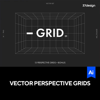 13款极简矢量透视3D平面网格背景图 AI矢量格式免抠PNG