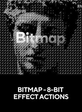Bitmap潮流复古8位矩阵阵列图像像素化ps动作素材源文件