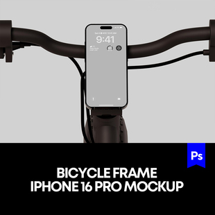 1款自行车手机支架手机ui界面设计作品智能贴图PSD样机模板素材