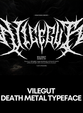 Vilegut 复古哥特式荆棘英文字体logo标志标识字体安装下载mac