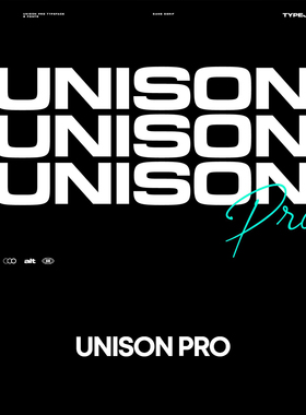 Unison Pro 8款无衬线英文字体品牌logo标识标题排版版式字体家族