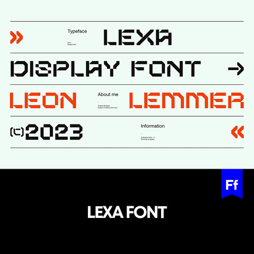 LEXA 1款机械化未来感英文字体logo标识排版版式字体安装下载mac