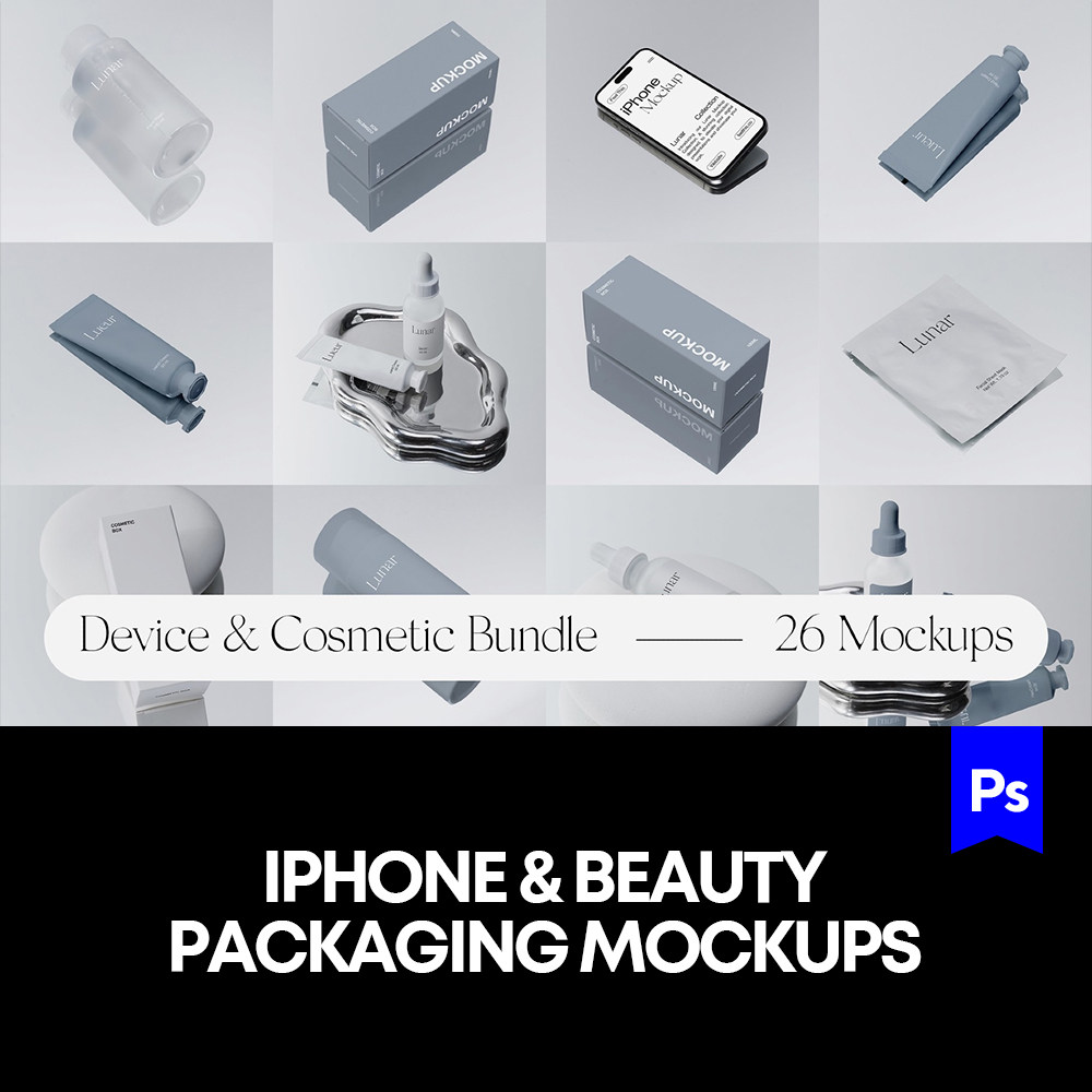 23款iPhone智能设备UI屏幕界面设计化妆品包装效果展示样机mockup - 37design设计素材出品