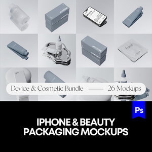 23款iPhone智能设备UI屏幕界面设计化妆品包装效果展示样机mockup
