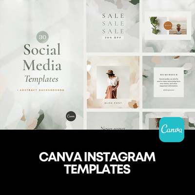 30款艺术水彩水墨图案背景社交媒体广告界面排版版式Canva模版