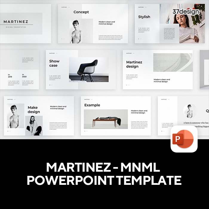 martinez 现代极简作品集文案介绍文稿演示幻灯片排版版式ppt模版