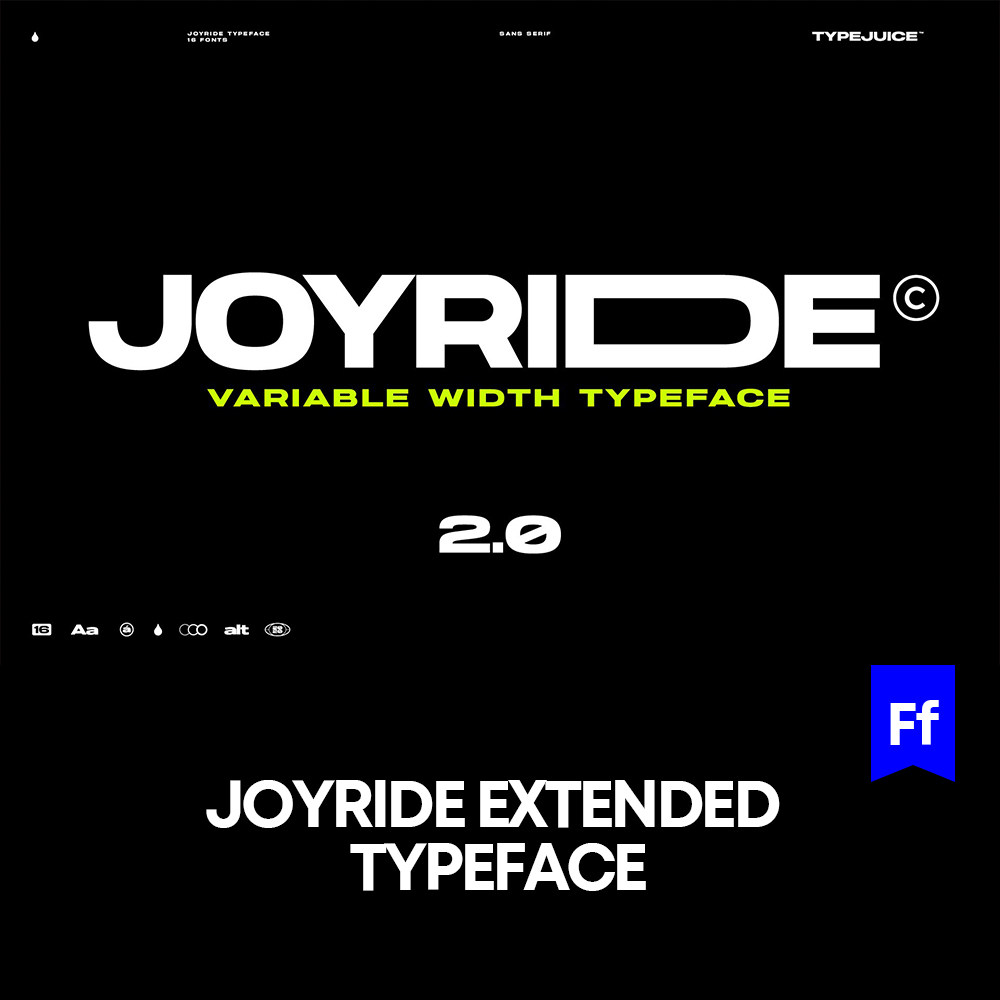 Joyride 无衬线英文字体窄距宽距拓展logo品牌标识排版字体安装