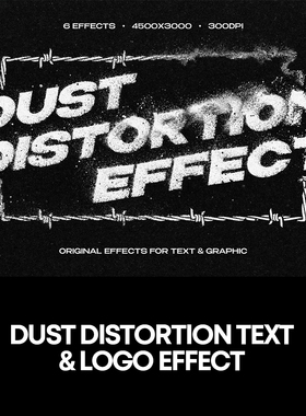 6款复古混沌失真扭曲错位模糊颗粒故障风文字标题特效字ps样机