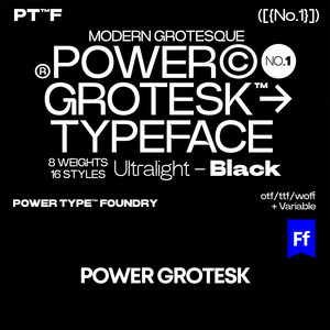 PowerGrotesk 1组潮流复古酸性潮牌logo排版无衬线英文字体家族