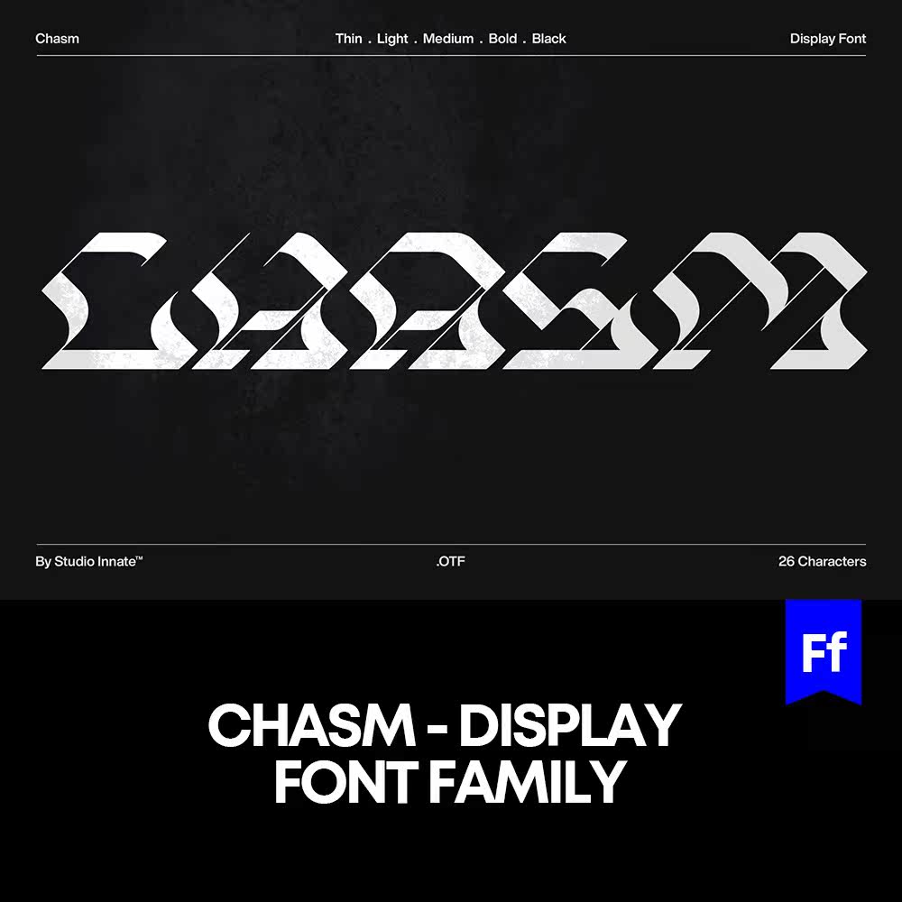 Chasm 酸性潮流装饰英文字体logo品牌标识排版版式字体安装下载