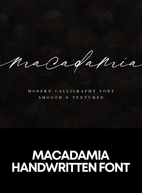 Macadamia 文艺手写钢笔签字英文字体logo标识排版版式字体安装