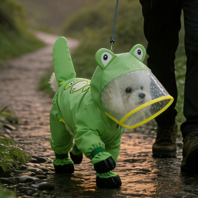 泰迪比熊中小型犬青蛙雨衣大狗四脚防水全包柯基博美宠物小狗衣服