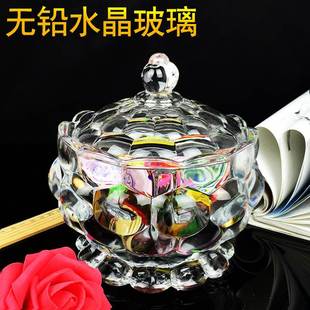 客厅欧式 创意茶几糖果盅时尚 水晶玻璃零食罐子干水果盘碟小吃糖缸