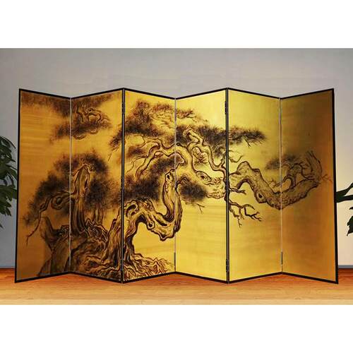 中式折叠移动金箔屏风