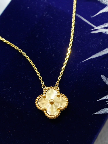 Качественное ожерелье из нержавеющей стали, золотой аксессуар, четырехлистный клевер, золото 750 пробы, подарок на день рождения