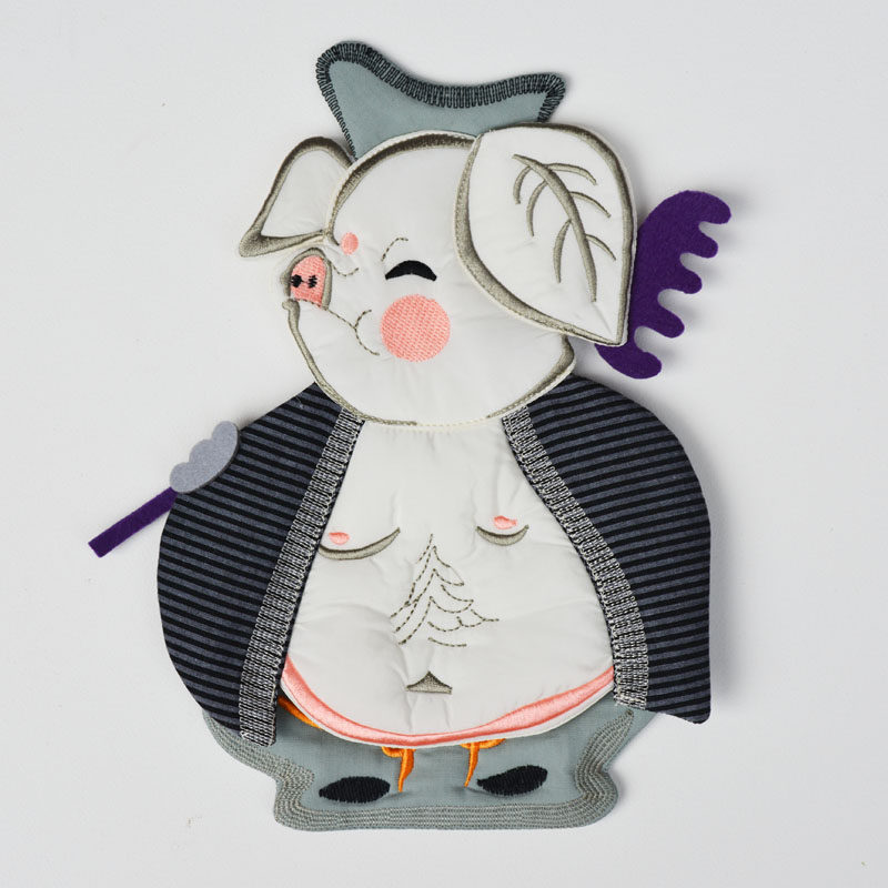 新款手工布艺开关套全盖式开关保护套遮光插座套开关贴(猪八戒)